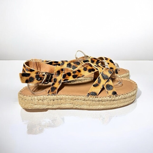 🌻NEW NWOT Madewell The Malia Espadrille Sandal in Leopard Calf Hair Size 9.5 - Picture 5 of 13